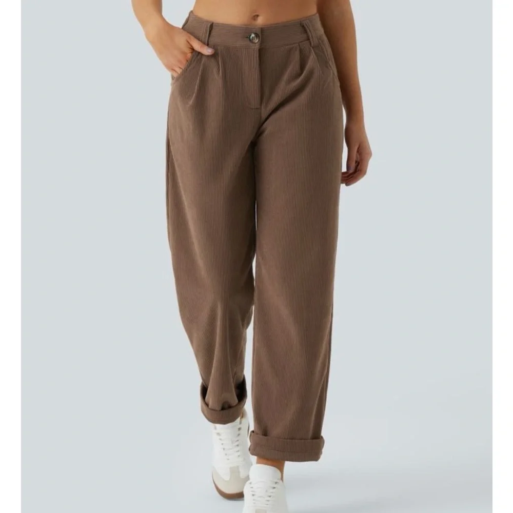 HALARA Women's Tan Corduroy Trousers - Picture 1 of 7